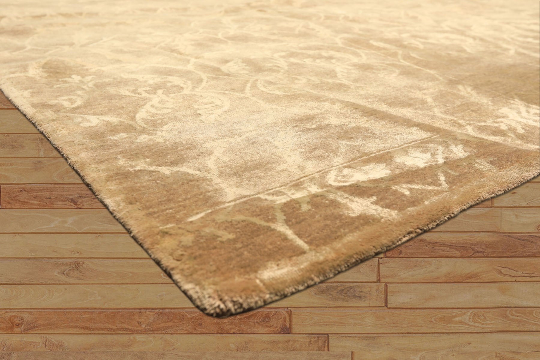 9x12 Moss, Beige, Color Hand Knotted Tibetan Wool & Bamboo Silk Transitional Oriental Rug