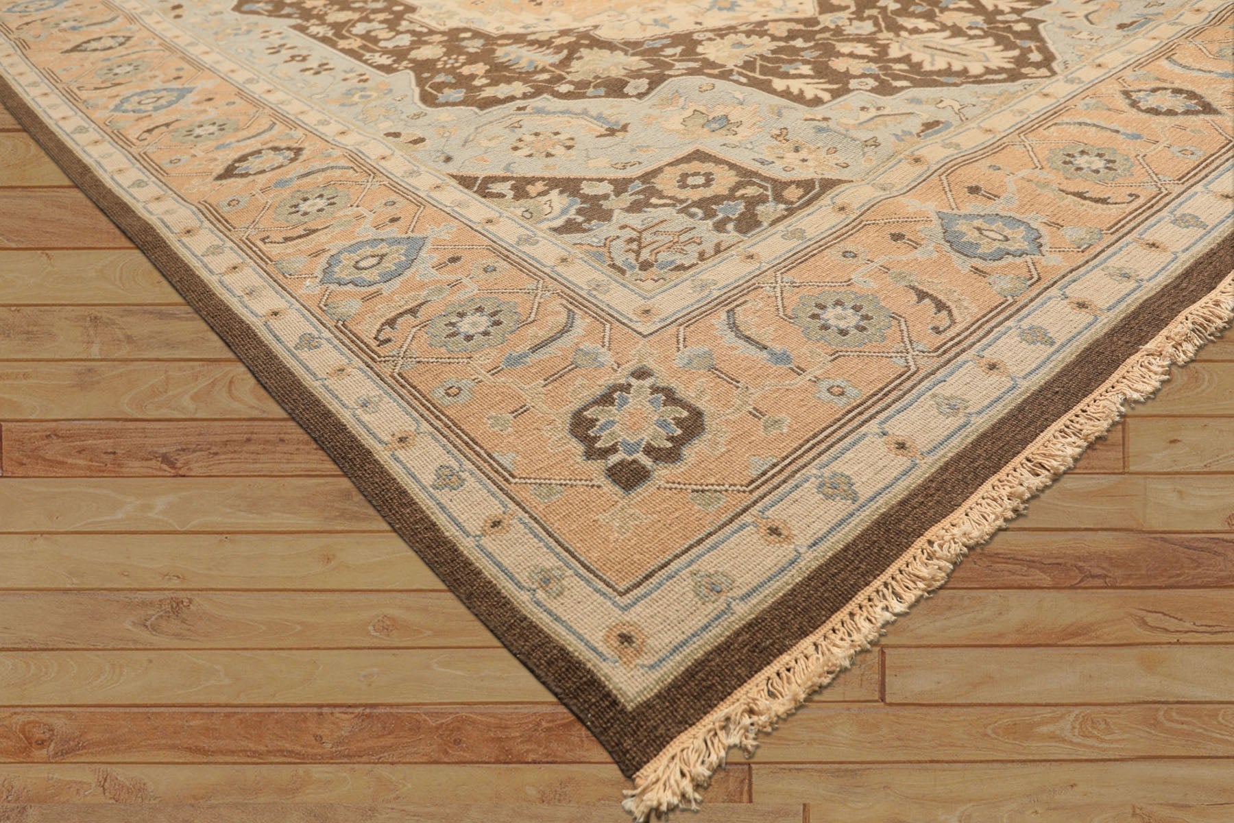 8x10 Peach, Brown, Mint Color Hand Knotted Soumak Wool Traditional Oriental Rug