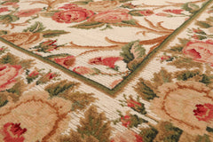 6x9 Beige, Rose, Green Color Hand Knotted All-Over 100% Wool Traditional Oriental Rug