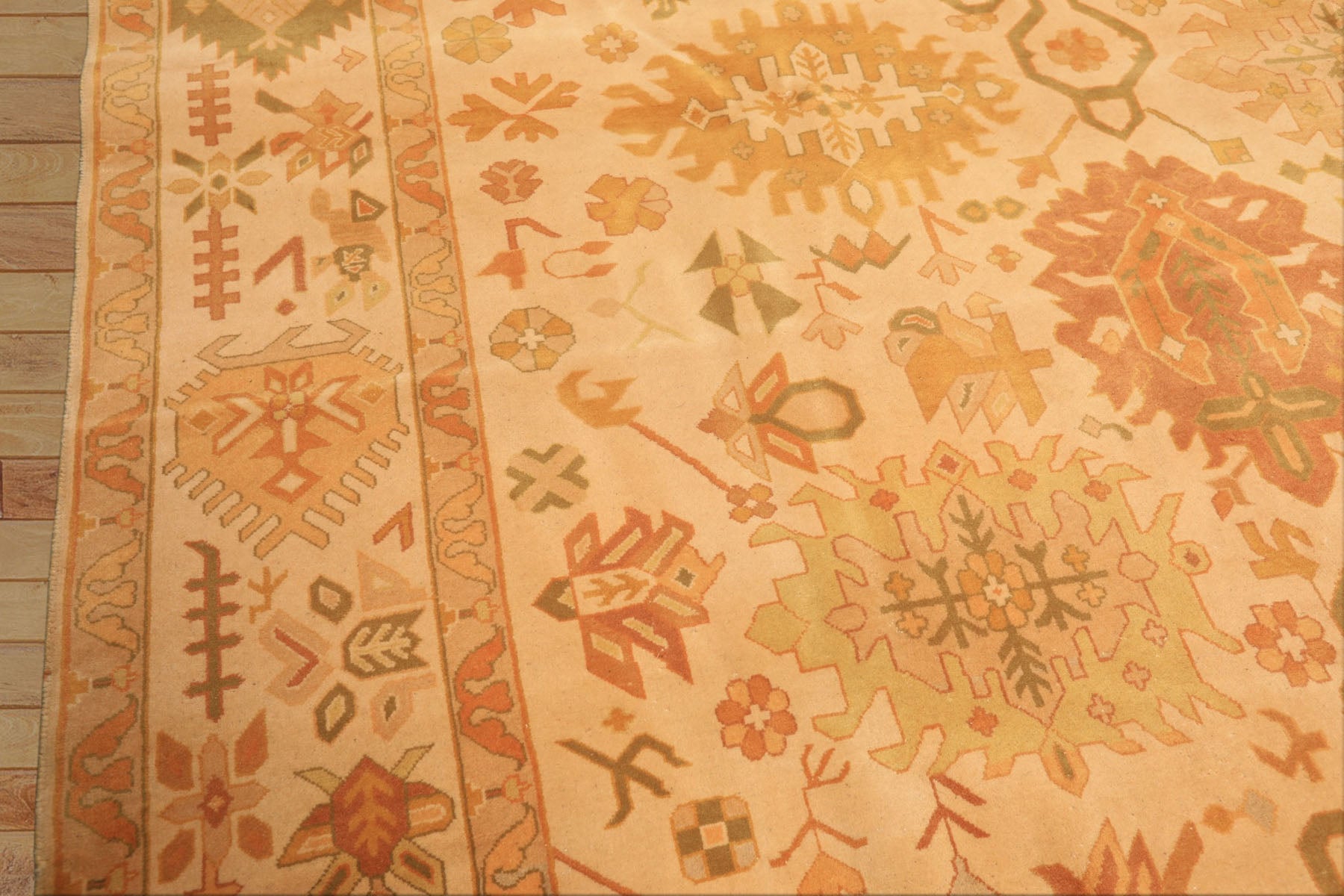 8x10 Ivory, Tan, Lime Color Hand Knotted Tibetan New Zealand Wool Traditional Oriental Rug