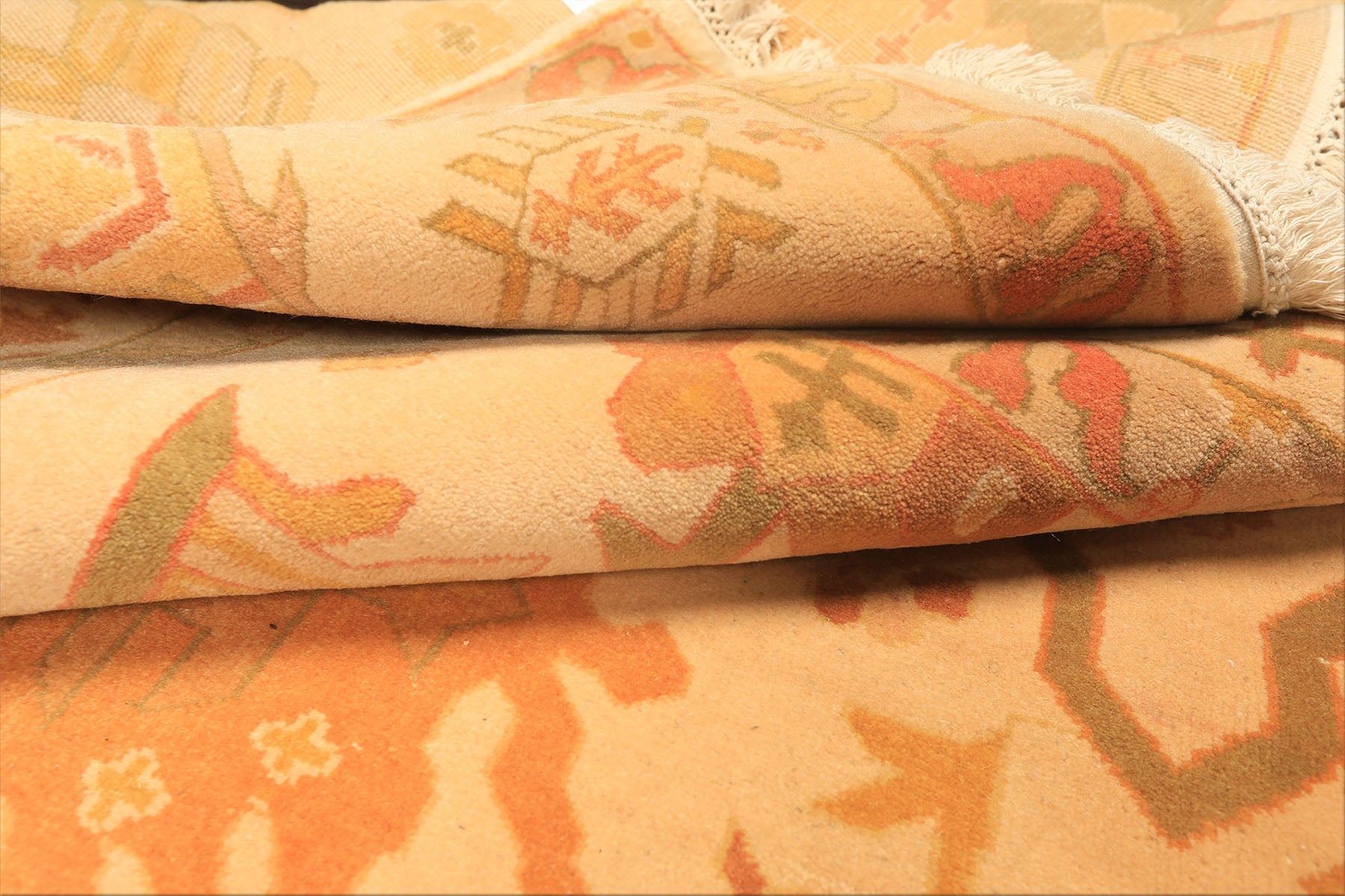 8x10 Ivory, Tan, Lime Color Hand Knotted Tibetan New Zealand Wool Traditional Oriental Rug