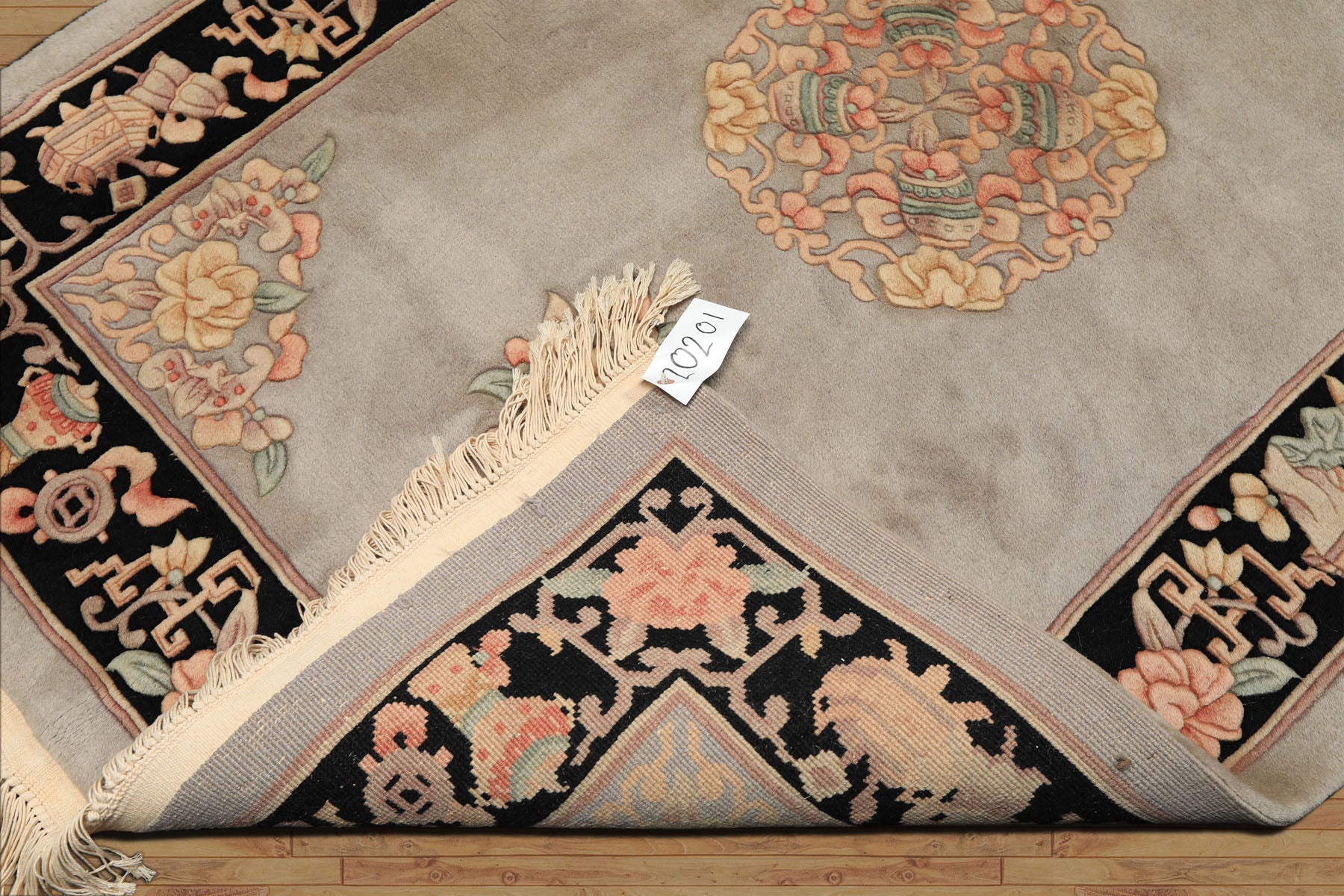 4x6 Gray, Black, Taupe Color Hand Knotted French Aubusson Savonnerie Wool Traditional Oriental Rug