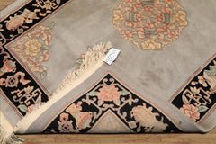 4x6 Gray, Black, Taupe Color Hand Knotted French Aubusson Savonnerie Wool Traditional Oriental Rug