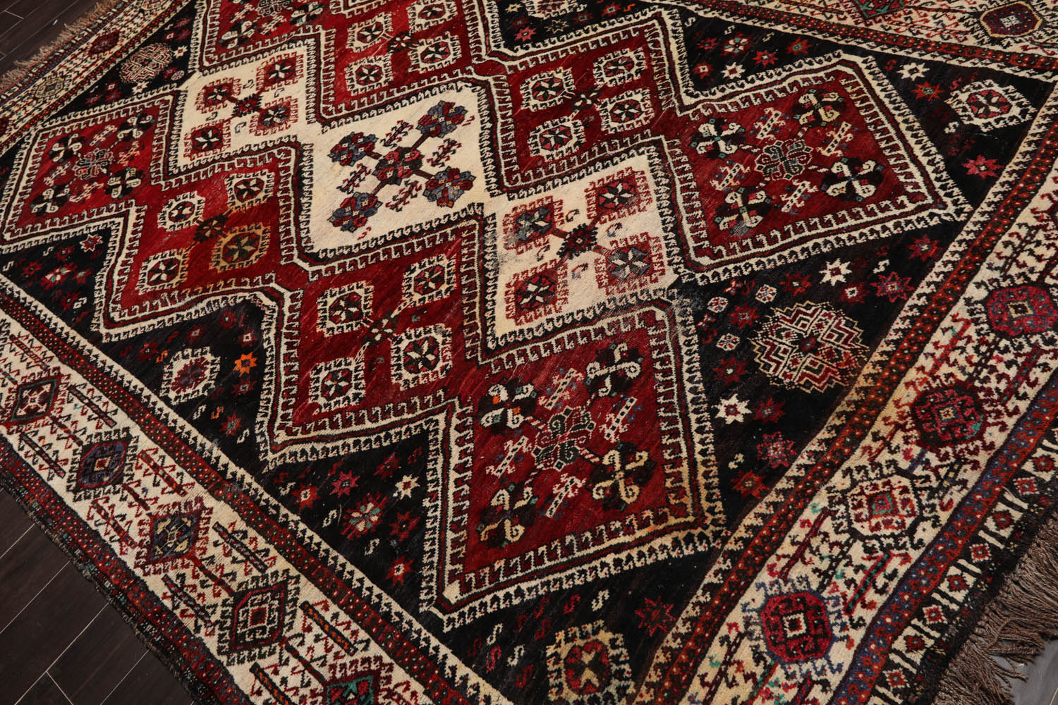 8x10 Ivory, Rust, Charcoal Color Hand Knotted All-Over 100% Wool Traditional Oriental Rug