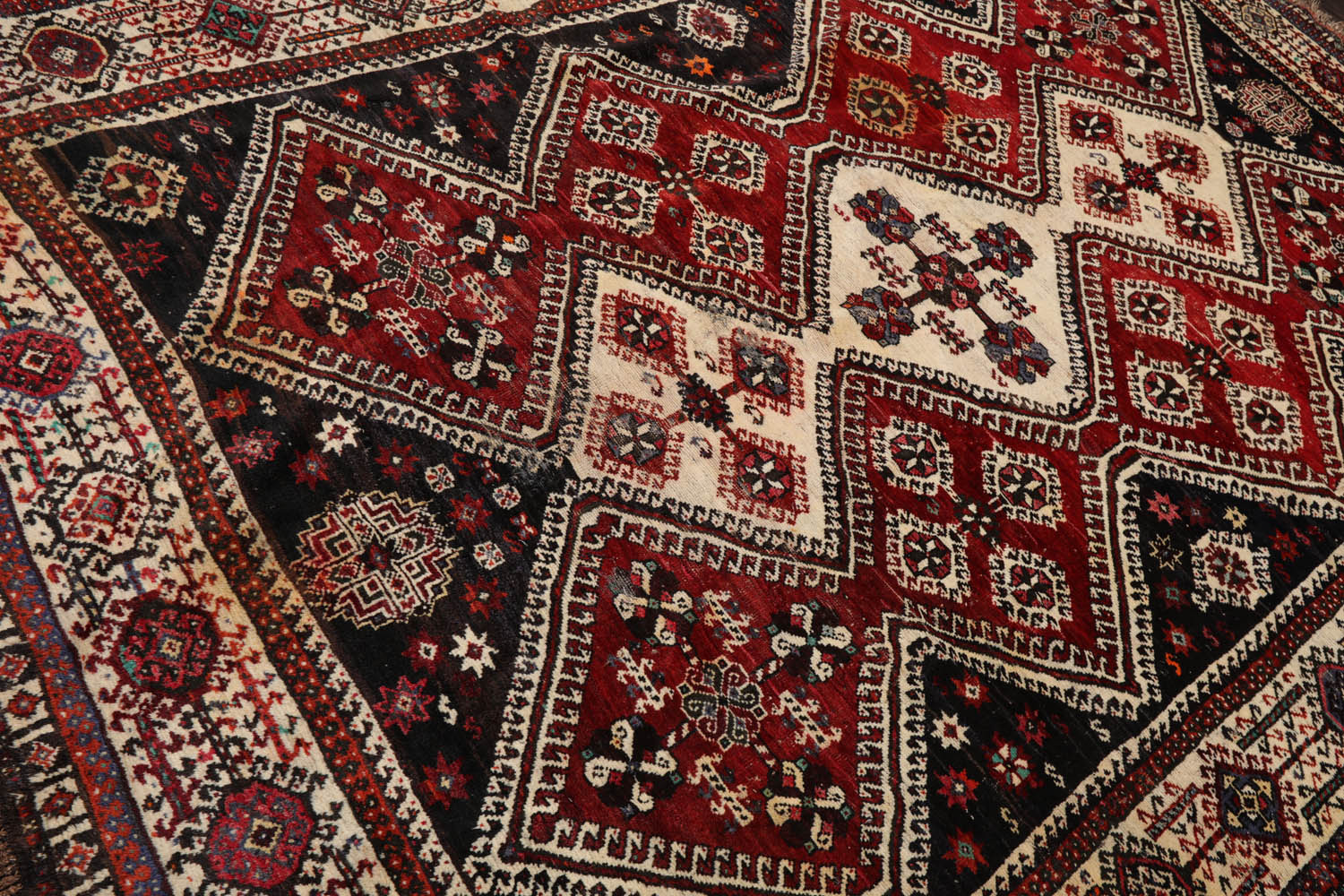 8x10 Ivory, Rust, Charcoal Color Hand Knotted All-Over 100% Wool Traditional Oriental Rug