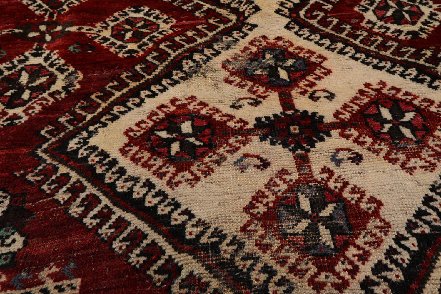 8x10 Ivory, Rust, Charcoal Color Hand Knotted All-Over 100% Wool Traditional Oriental Rug