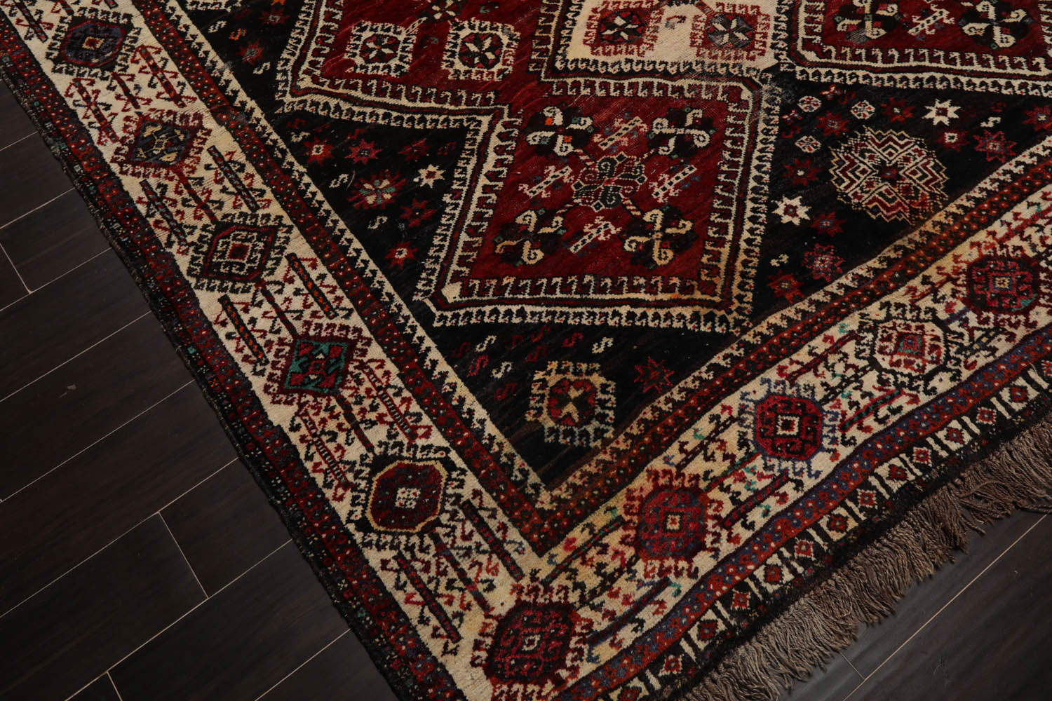 8x10 Ivory, Rust, Charcoal Color Hand Knotted All-Over 100% Wool Traditional Oriental Rug