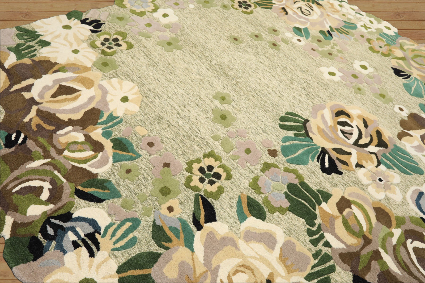 8x10 Sage, Ivory, Taupe Color Hand Tufted Irregular Rug Wool Modern & Contemporary Oriental Rug