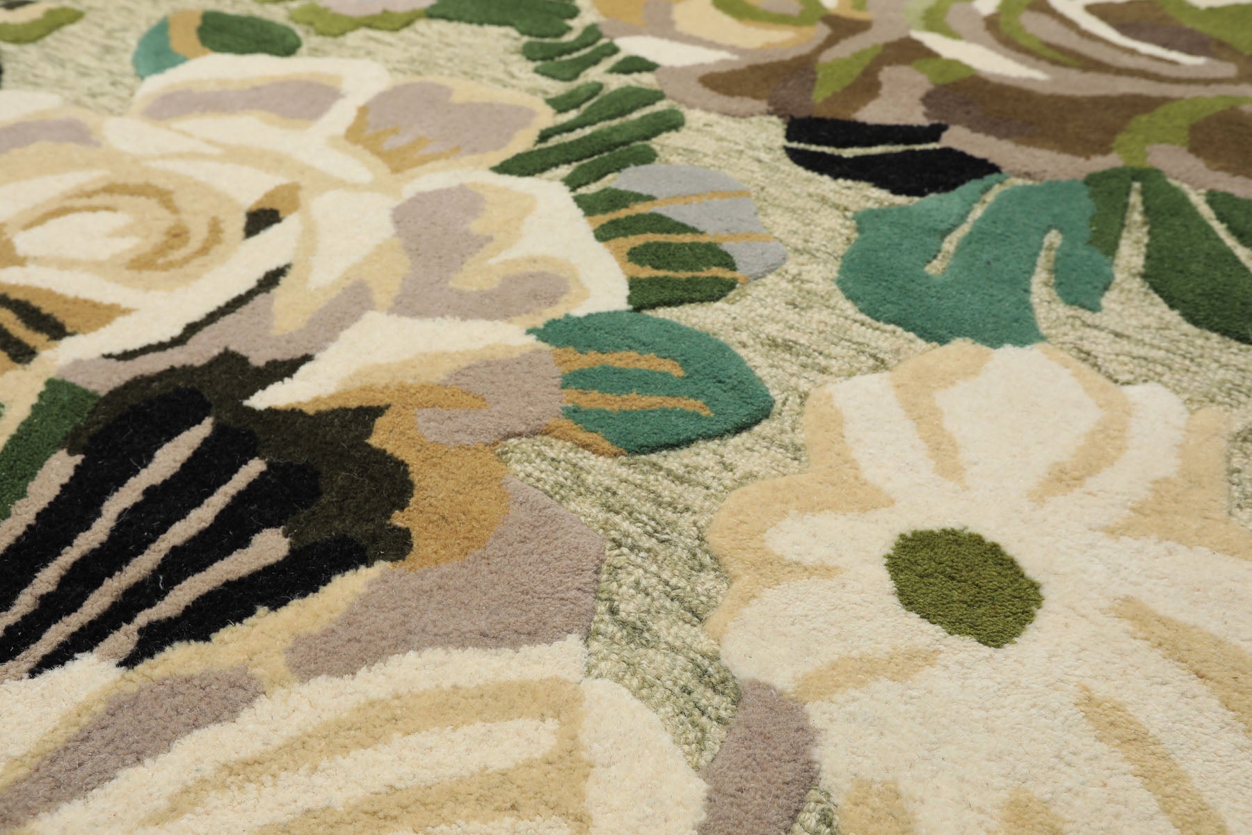 8x10 Sage, Ivory, Taupe Color Hand Tufted Irregular Rug Wool Modern & Contemporary Oriental Rug