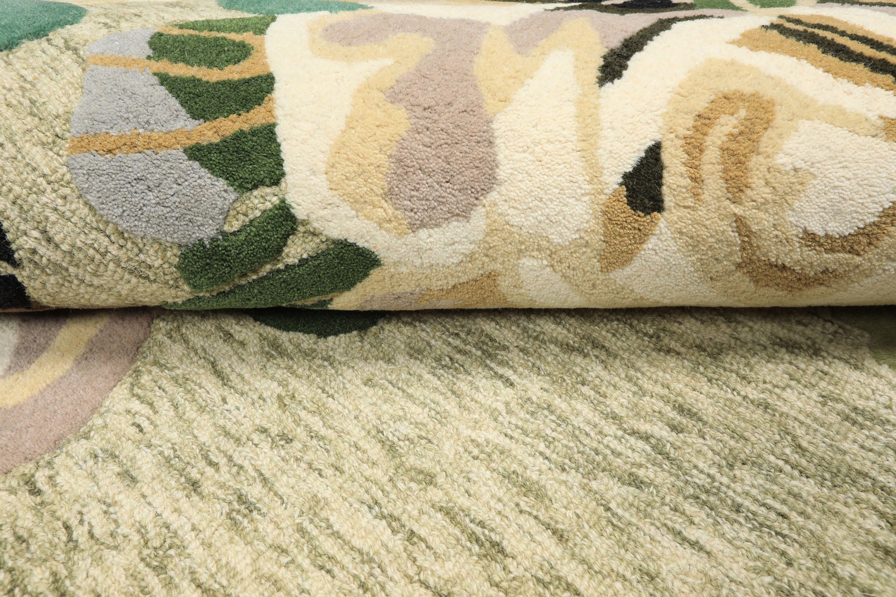 8x10 Sage, Ivory, Taupe Color Hand Tufted Irregular Rug Wool Modern & Contemporary Oriental Rug