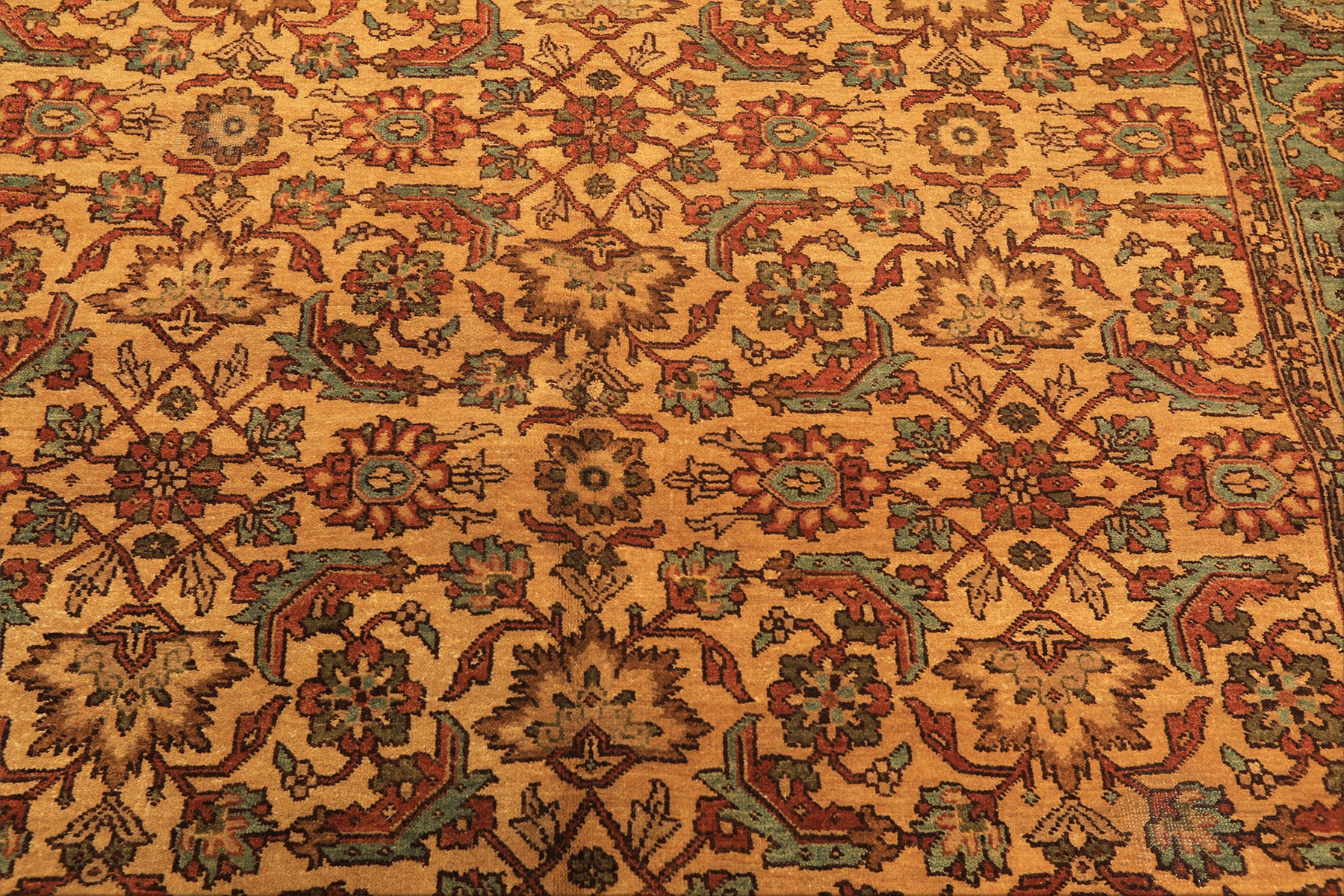 6x9 Gold, Turquoise, Rust Color Hand Knotted Oushak Wool Traditional Oriental Rug