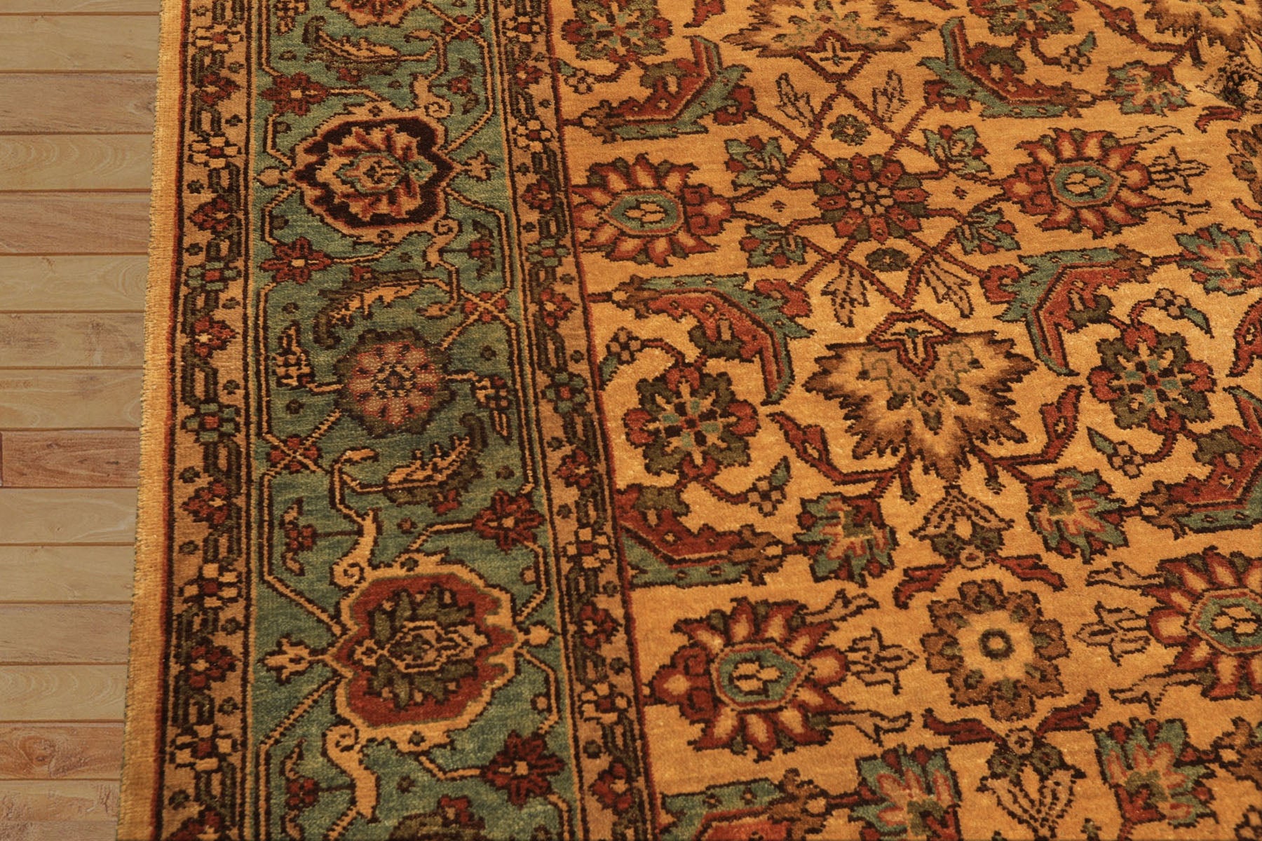 6x9 Gold, Turquoise, Rust Color Hand Knotted Oushak Wool Traditional Oriental Rug