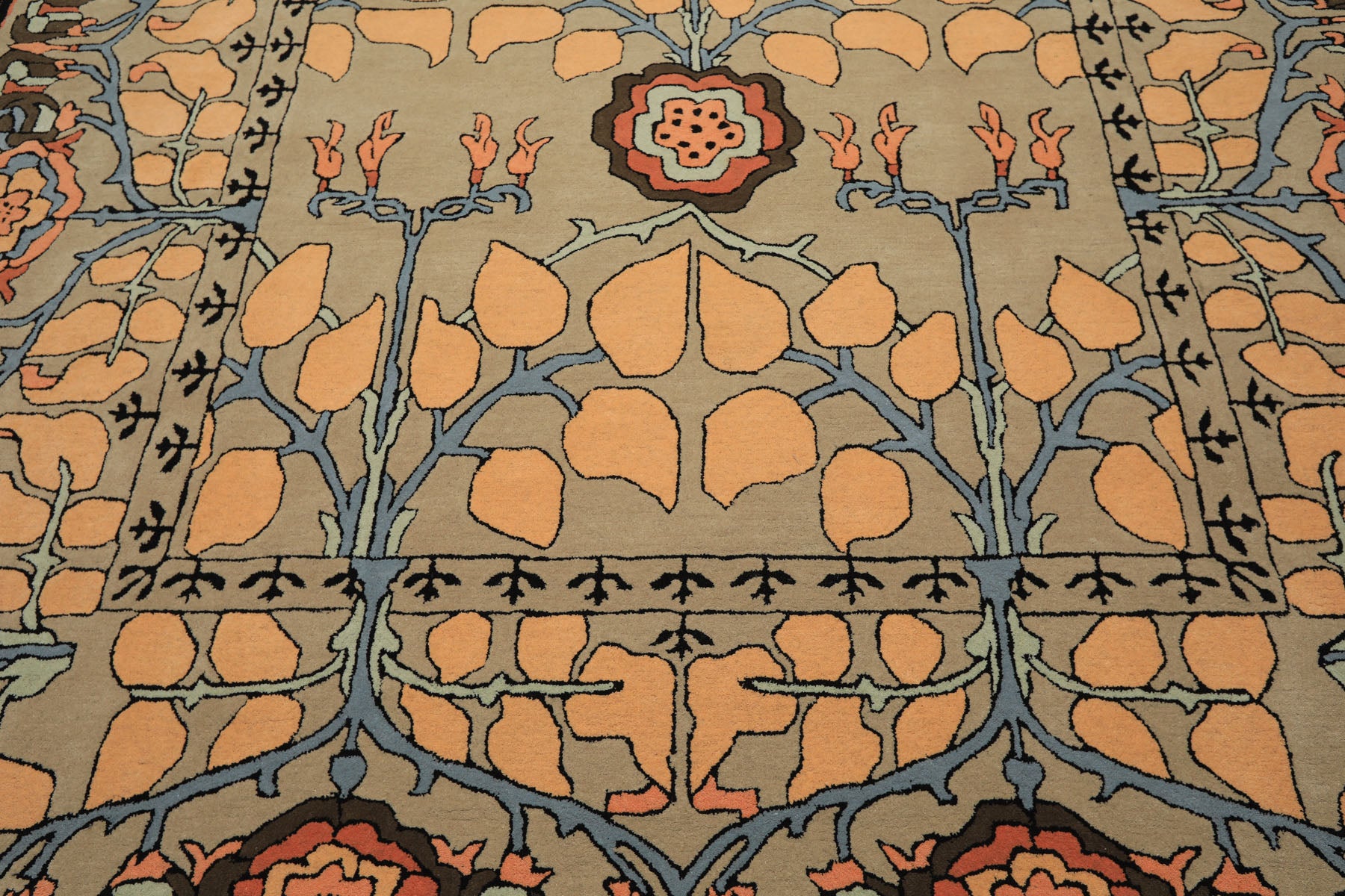 Multi Size Beige Peach Blue Color Hand Tufted Arts & Crafts Wool Transitional Oriental Rug