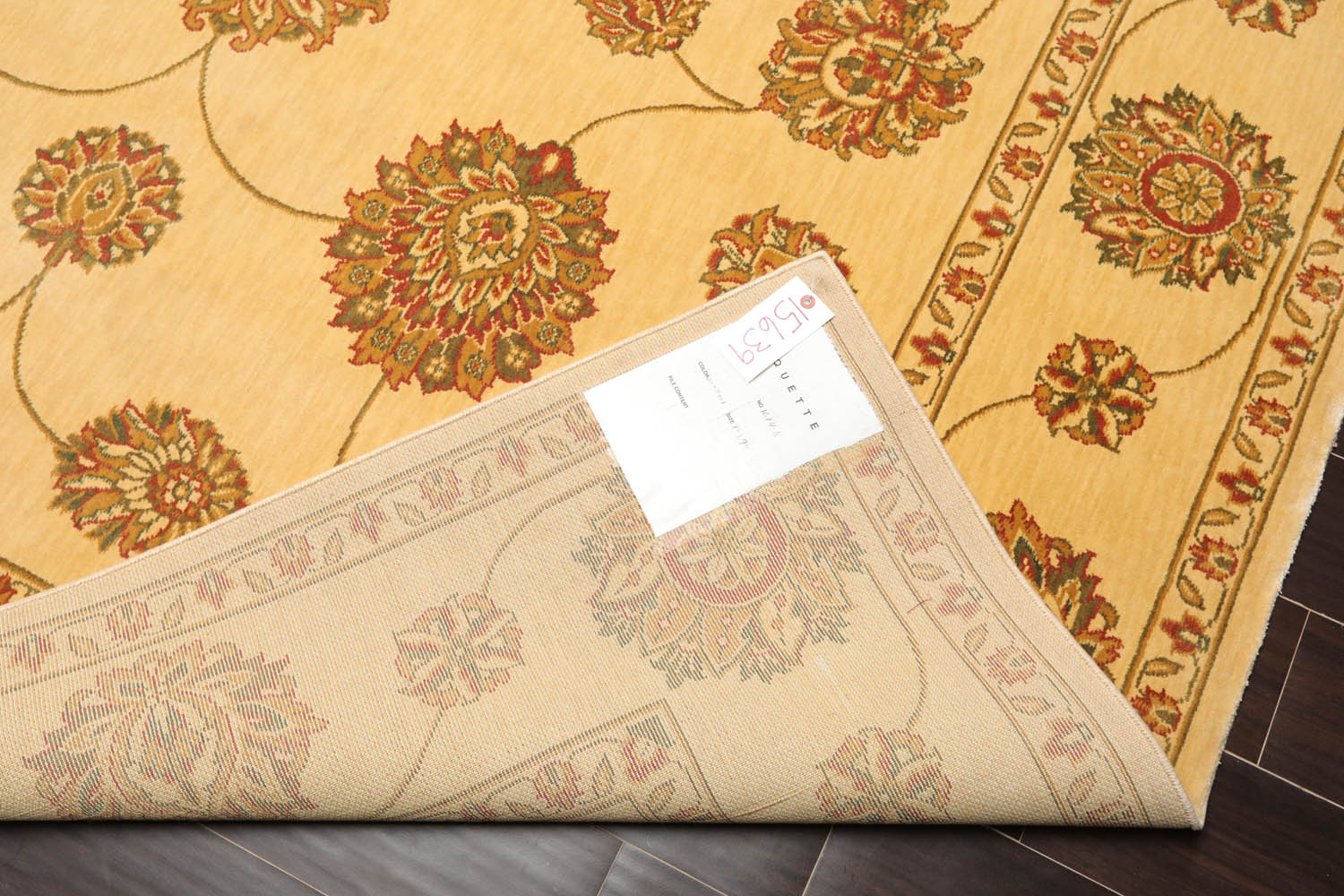 8x10 Champagne, Green, Rust Color Machine Made All-Over 100% Wool Traditional Oriental Rug