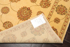 8x10 Champagne, Green, Rust Color Machine Made All-Over 100% Wool Traditional Oriental Rug