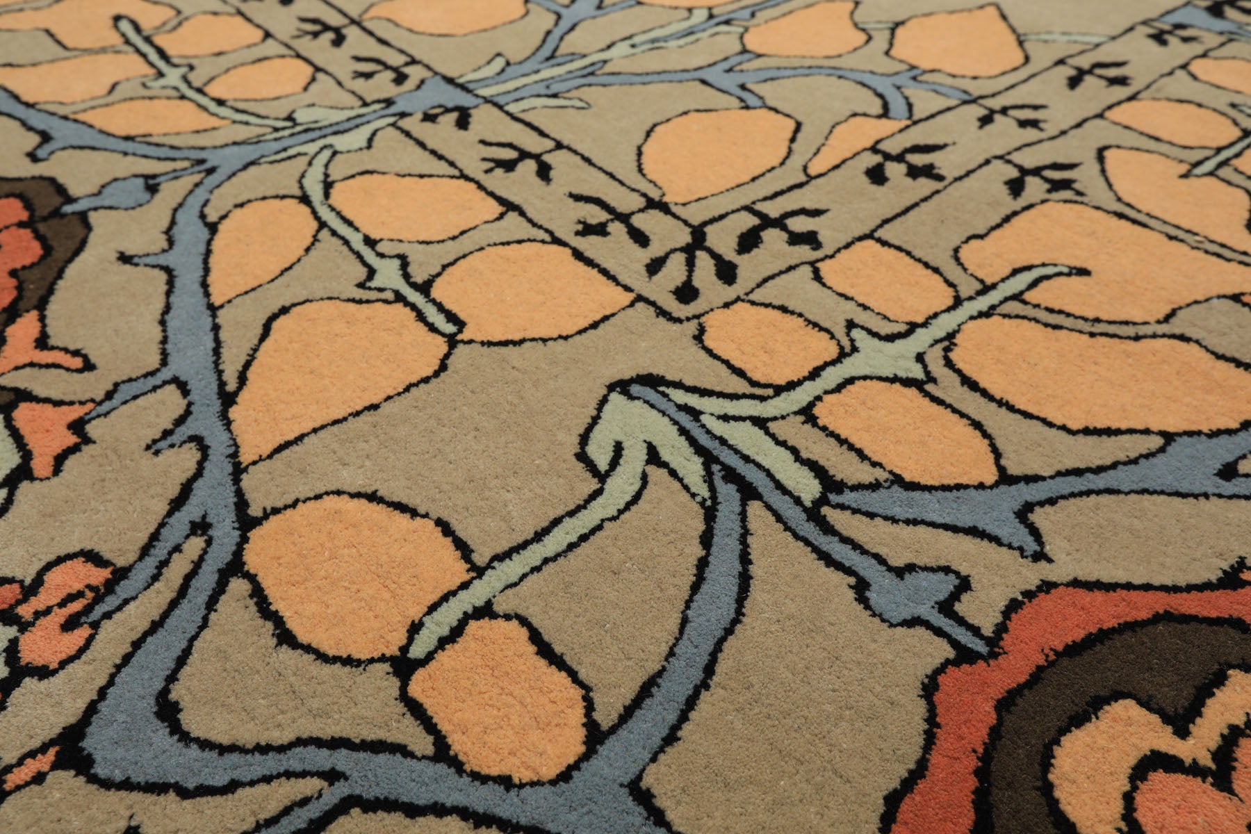 Multi Size Beige Peach Blue Color Hand Tufted Arts & Crafts Wool Transitional Oriental Rug