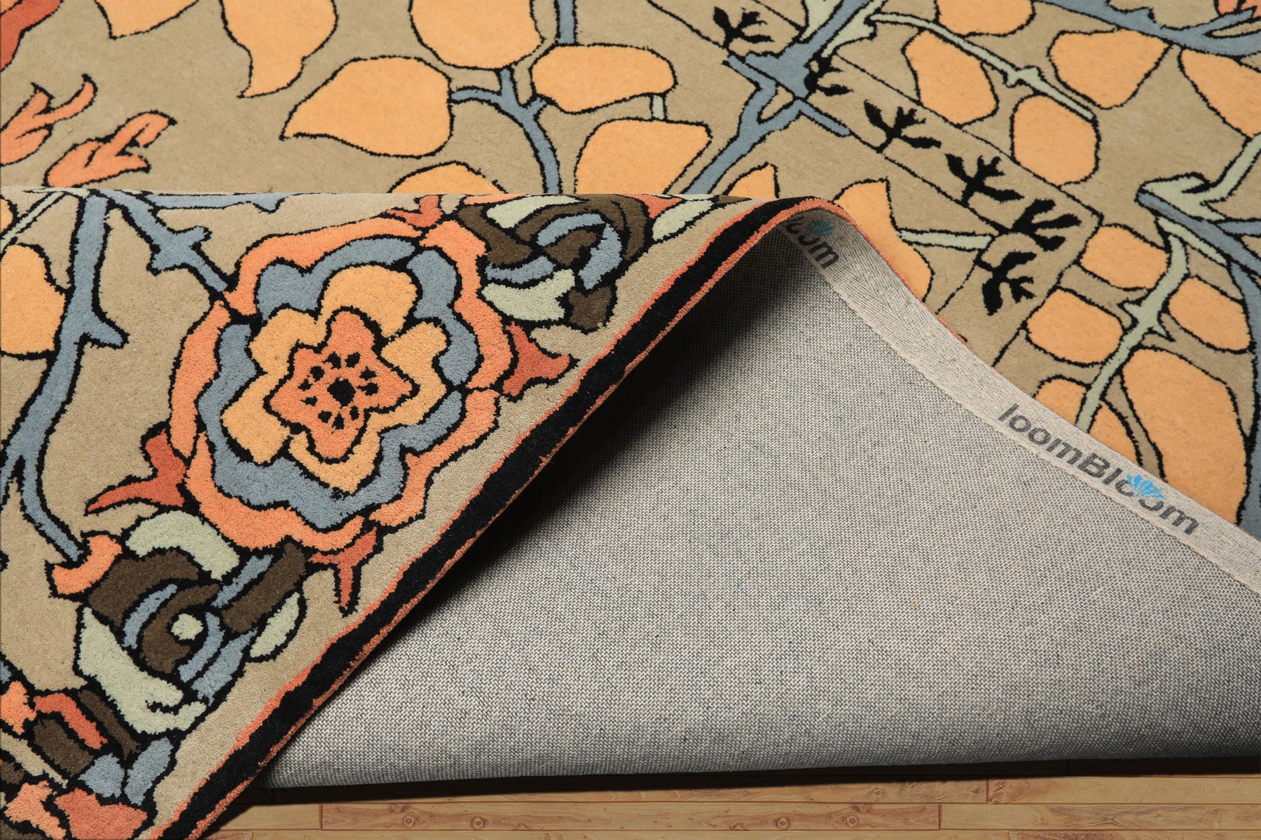 Multi Size Beige Peach Blue Color Hand Tufted Arts & Crafts Wool Transitional Oriental Rug