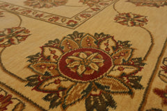 8x10 Champagne, Green, Rust Color Machine Made All-Over 100% Wool Traditional Oriental Rug