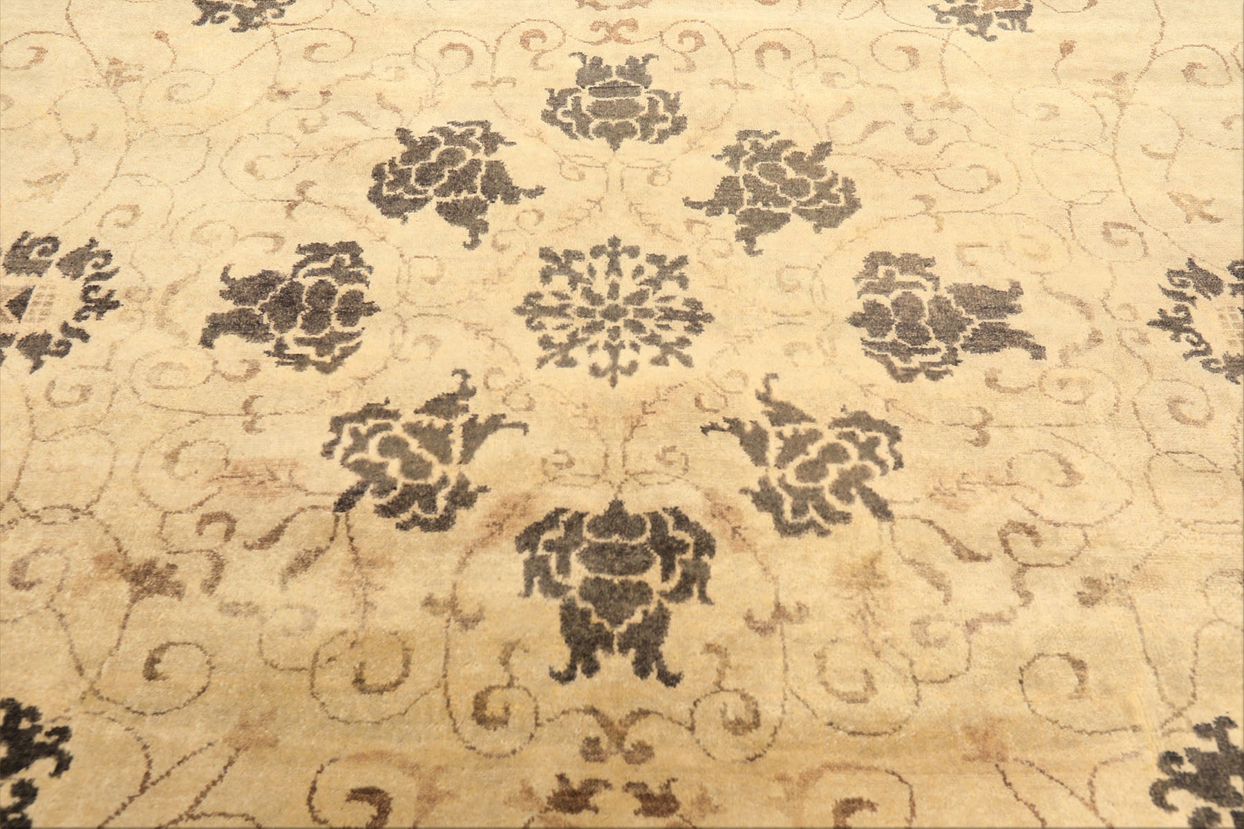 9x12 Beige, Brown, Chocolate Color Hand Knotted Oushak New Zealand Wool Transitional Oriental Rug