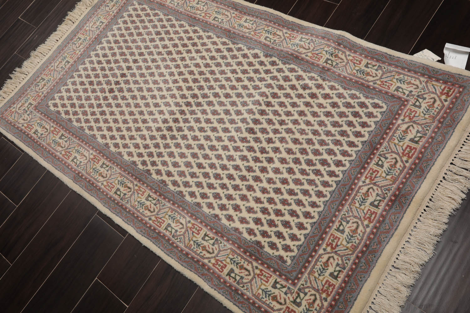 3x5 Cream, Rust, Blue Color Hand Knotted All-Over 100% Wool Traditional Oriental Rug