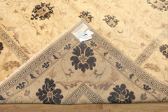9x12 Beige, Brown, Chocolate Color Hand Knotted Oushak New Zealand Wool Transitional Oriental Rug