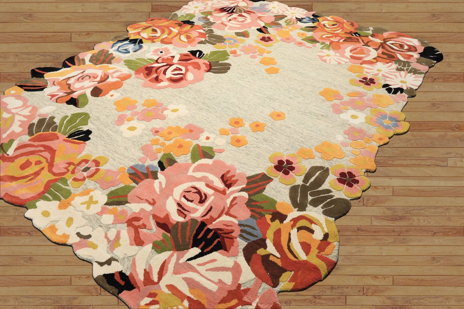 8x10 Mint, Blush, Gold Color Hand Tufted Irregular Rug Wool Modern & Contemporary Oriental Rug