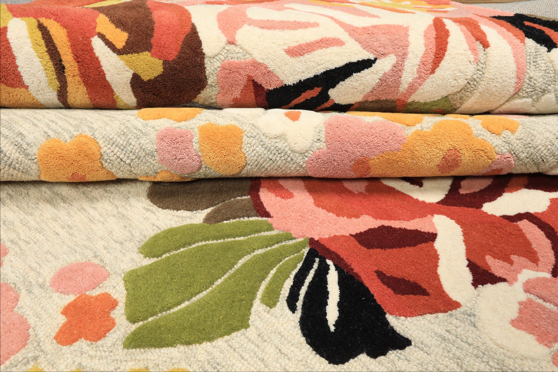 8x10 Mint, Blush, Gold Color Hand Tufted Irregular Rug Wool Modern & Contemporary Oriental Rug