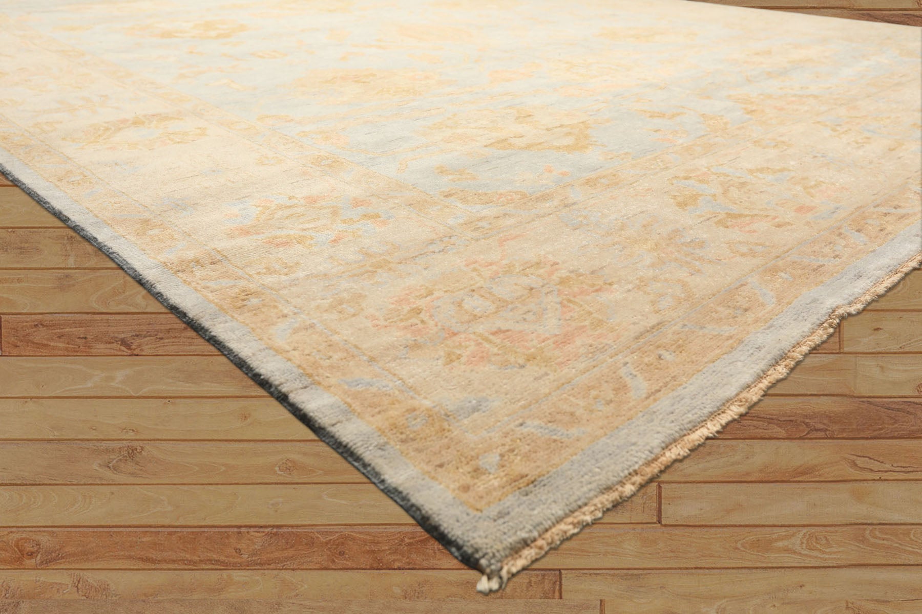 8x10 Blue, Slate, Taupe Color Hand Knotted Oushak Wool Transitional Oriental Rug