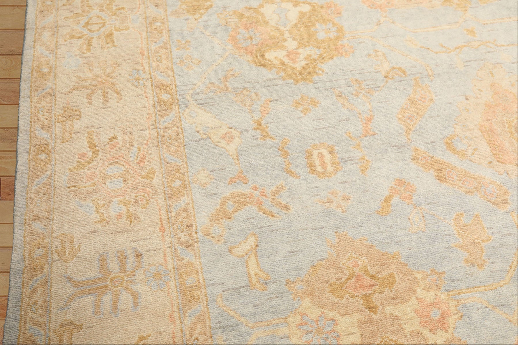 8x10 Blue, Slate, Taupe Color Hand Knotted Oushak Wool Transitional Oriental Rug