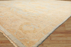 8x10 Blue, Slate, Taupe Color Hand Knotted Oushak Wool Transitional Oriental Rug