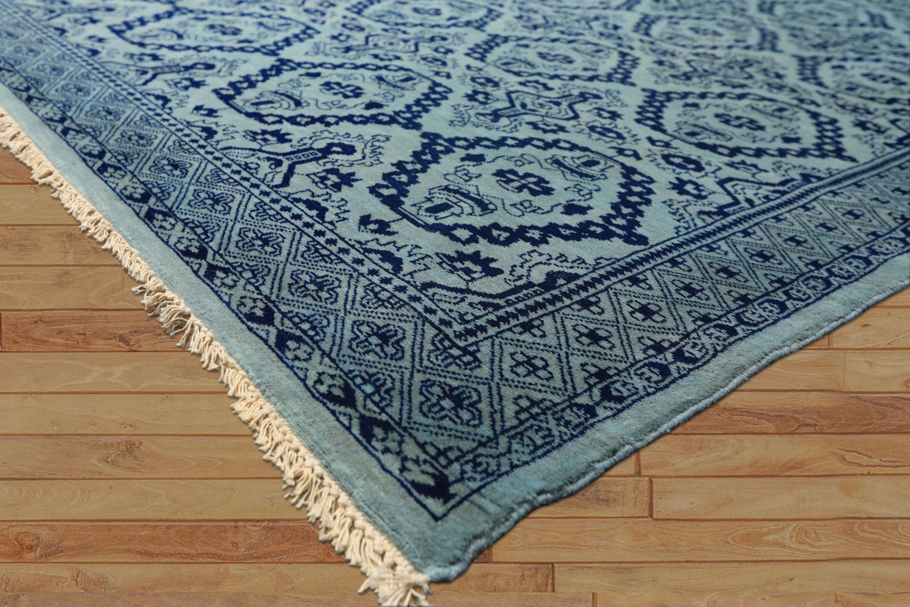 8x10 Blue, Navy, Color Hand Knotted Bokhara Wool Transitional Oriental Rug