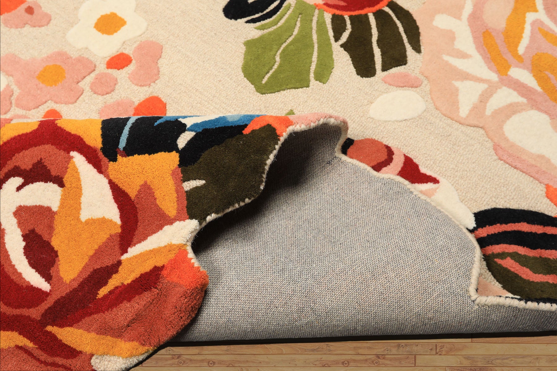 8x10 Ivory, Blush, Green Color Hand Tufted Irregular Rug Wool Modern & Contemporary Oriental Rug