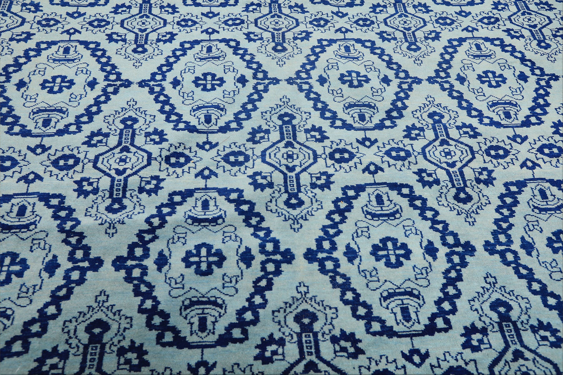 8x10 Blue, Navy, Color Hand Knotted Bokhara Wool Transitional Oriental Rug