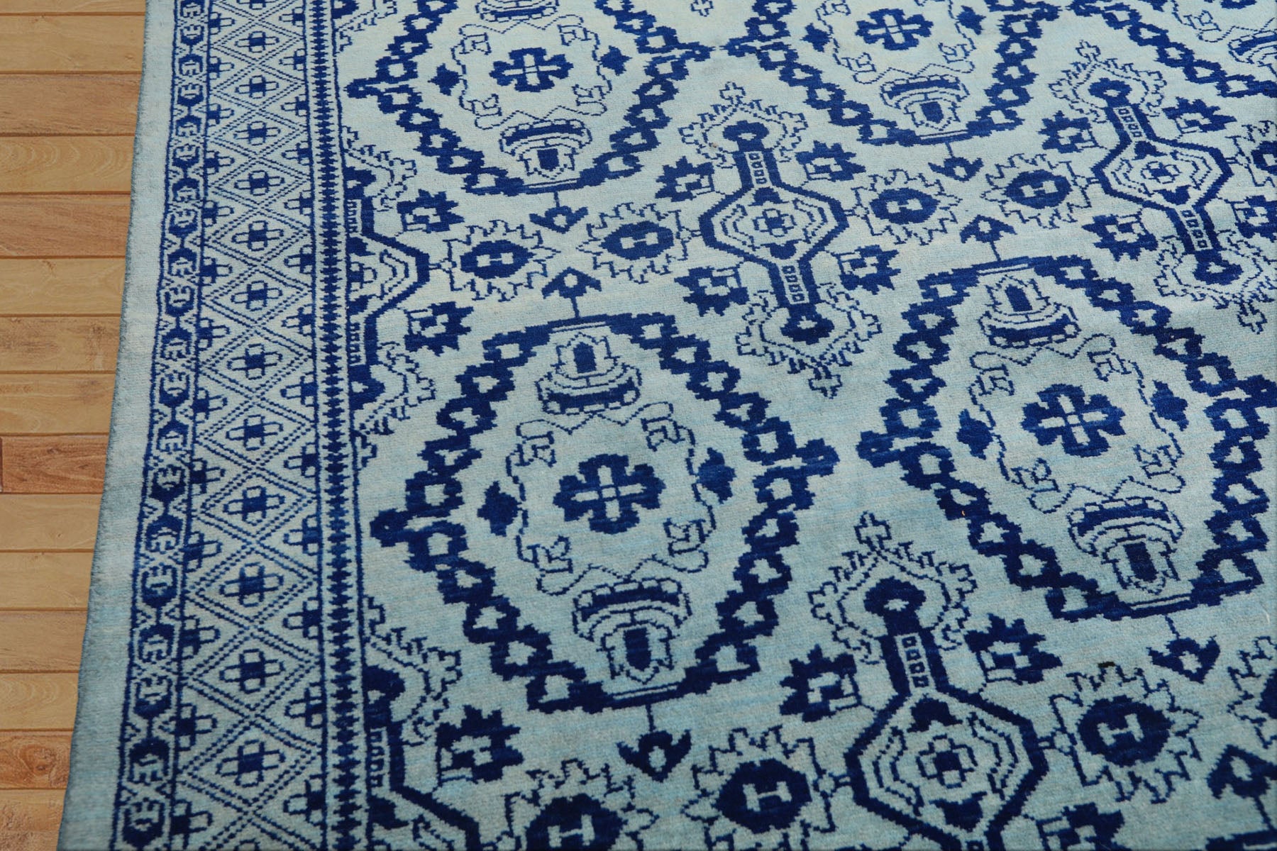 8x10 Blue, Navy, Color Hand Knotted Bokhara Wool Transitional Oriental Rug