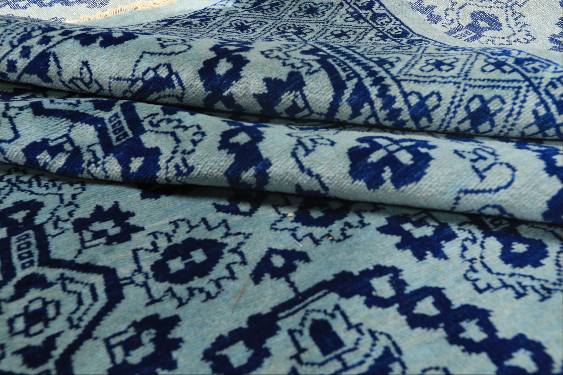 8x10 Blue, Navy, Color Hand Knotted Bokhara Wool Transitional Oriental Rug