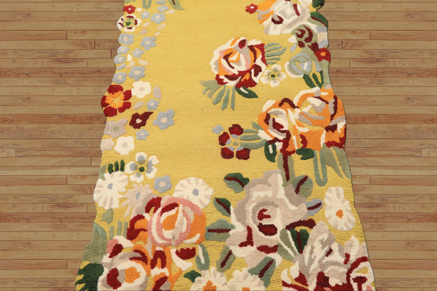 Multi Size Lime Ivory Taupe Color Hand Tufted Irregular Rug Wool Modern & Contemporary Oriental Rug