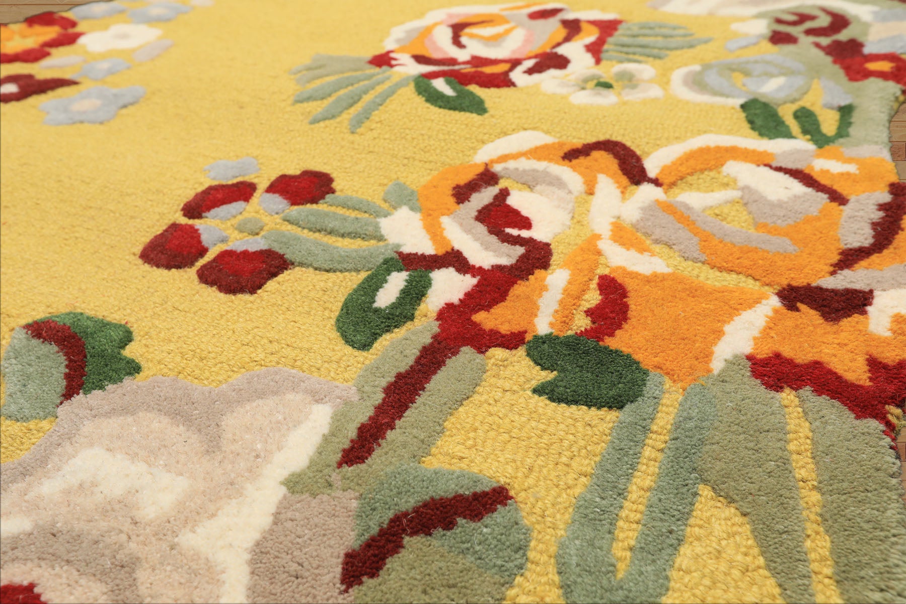 Multi Size Lime Ivory Taupe Color Hand Tufted Irregular Rug Wool Modern & Contemporary Oriental Rug