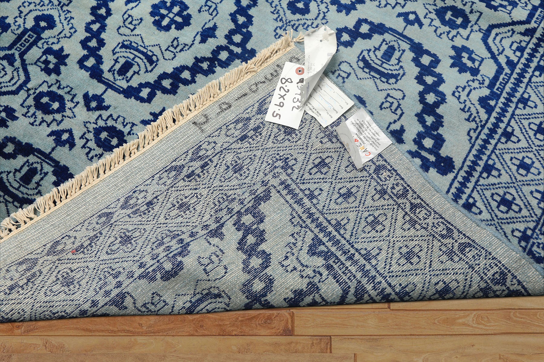 8x10 Blue, Navy, Color Hand Knotted Bokhara Wool Transitional Oriental Rug