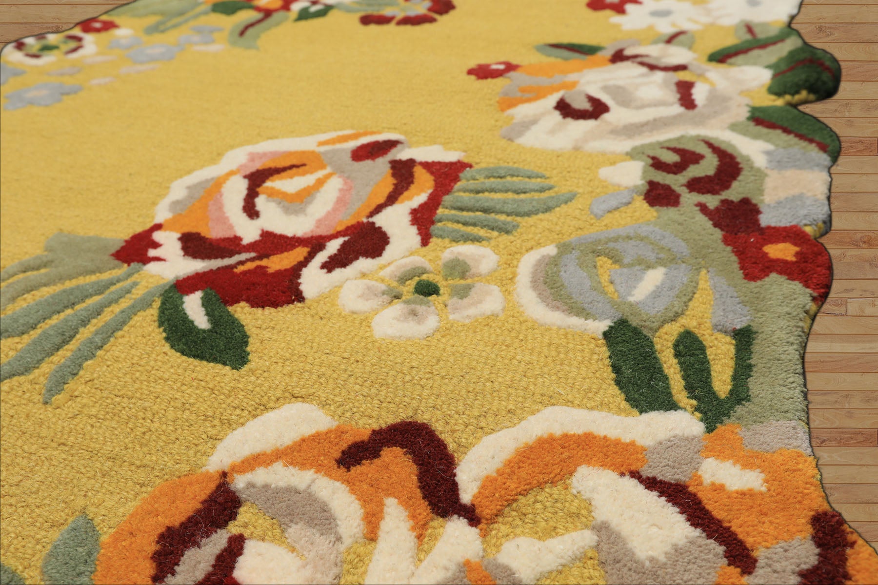 Multi Size Lime Ivory Taupe Color Hand Tufted Irregular Rug Wool Modern & Contemporary Oriental Rug