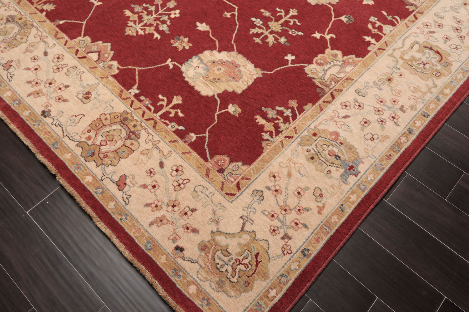 9x12 Rusty Red, Beige, Tan Color Machine Made All-Over 100% Wool Traditional Oriental Rug