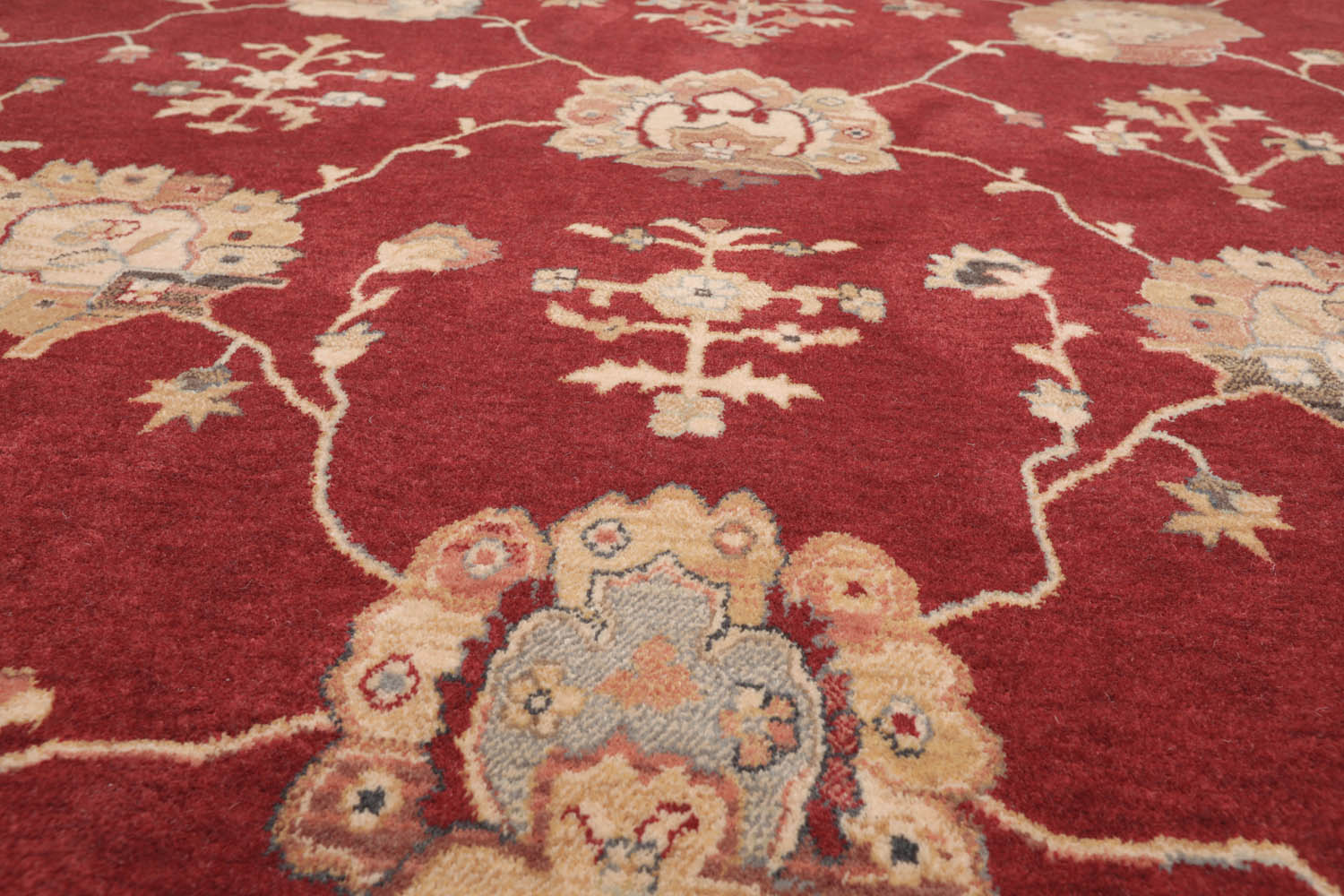 9x12 Rusty Red, Beige, Tan Color Machine Made All-Over 100% Wool Traditional Oriental Rug