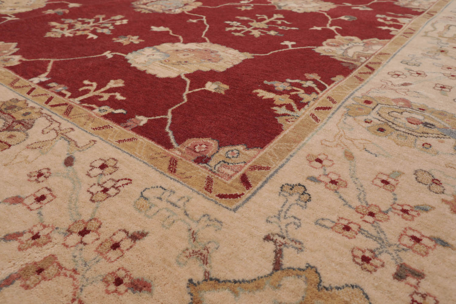 9x12 Rusty Red, Beige, Tan Color Machine Made All-Over 100% Wool Traditional Oriental Rug