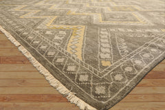 8x10 Mossy Gray, Gold, Muted earth tones Color Hand Knotted Oushak Wool Transitional Oriental Rug