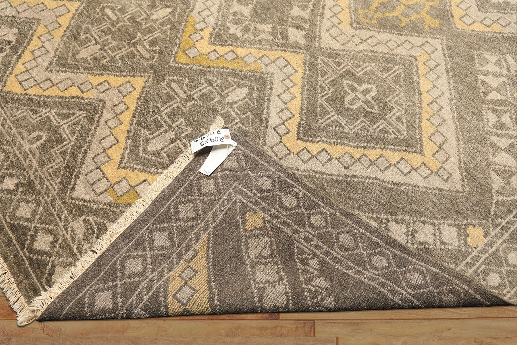 8x10 Mossy Gray, Gold, Muted earth tones Color Hand Knotted Oushak Wool Transitional Oriental Rug