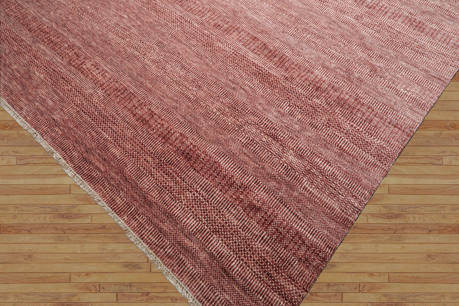 Raspberry Hand-Knotted Contemporary Tibetan Wool & Bamboo Silk LoomBloom Area Rug in Various Sizes