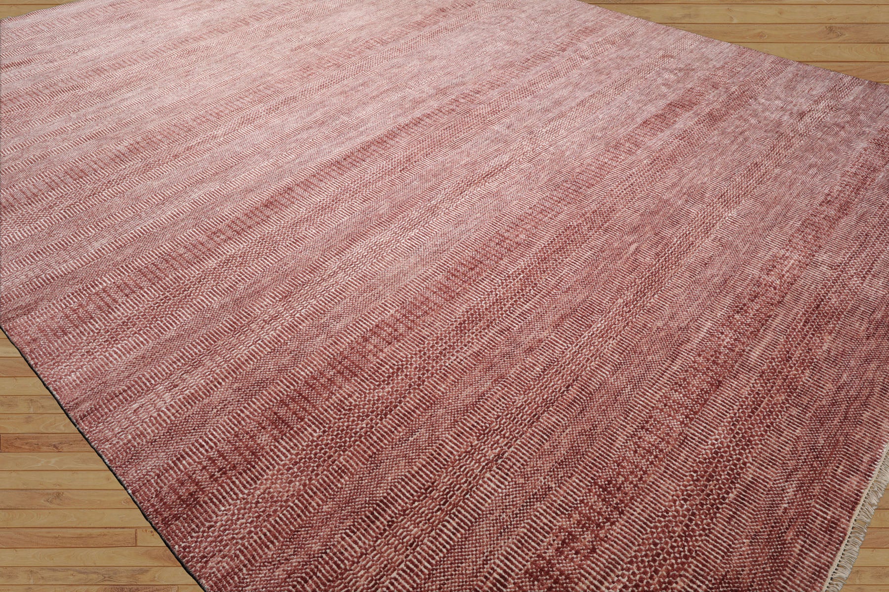 Raspberry Hand-Knotted Contemporary Tibetan Wool & Bamboo Silk LoomBloom Area Rug in Various Sizes