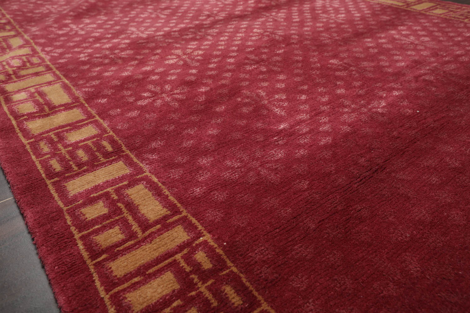 3x5 Plum, Muted Gold, Color Hand Knotted All-Over Wool & Silk Traditional Oriental Rug