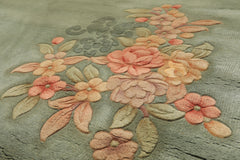 4x6 Celadon, Blush, Gold Color Hand Knotted Chinese Art Deco Wool Traditional Oriental Rug