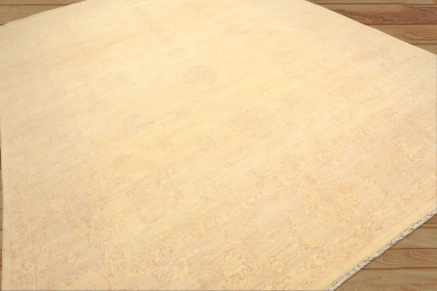 9x12 Ivory, Gray, Taupe Color Hand Knotted Peshawar Wool Transitional Oriental Rug