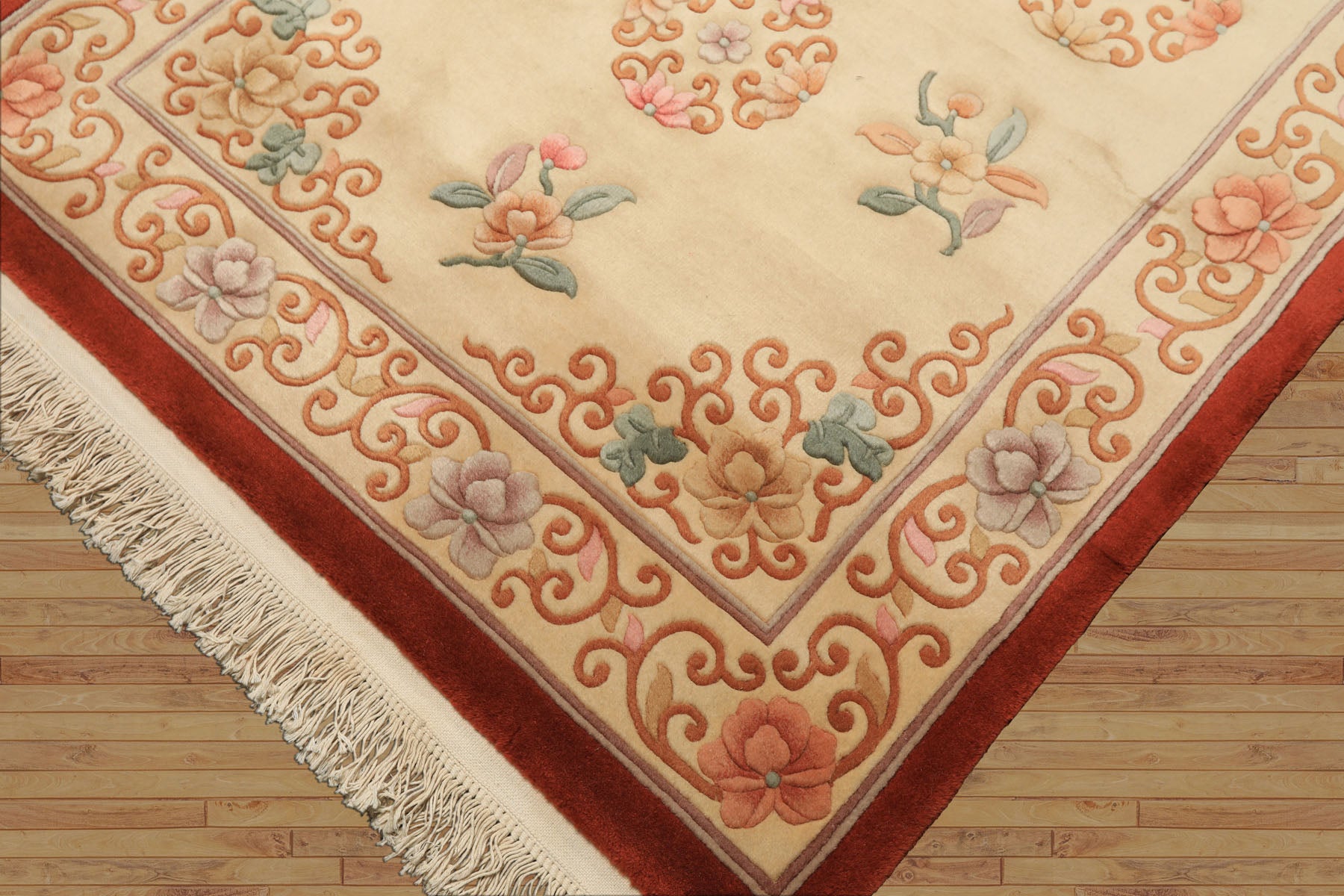 4x6 Beige, Caramel, Taupe Color Hand Knotted Chinese Art Deco Wool Traditional Oriental Rug